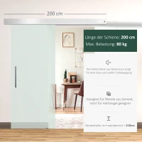 Szklane drzwi przesuwne HOMCOM drzwi przesuwne drzwi do pokoju z uchwytem drążkowym jednostronnie satynowane 2050x775 mm(m-4)