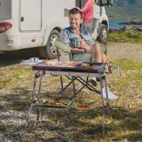 Outsunny Barbecue pe Carbune Pliabil Portabil in Otel 104x33x70cm(m-2)