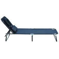 Outsunny leżak do opalania leżak ogrodowy leżak relaksacyjny poduszka z okienkiem do czytania składany czarny(m-12)