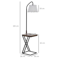 HOMCOM Lampă de Podea Modernă cu Înăcarcător Wireless, Abajur Reglabil și Etajeră Suplimentară, 36x36x165 cm, Negru(m-3)