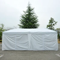 Outsunny 3x6 m Faltpavillon Pavillon Faltzelt Partyzelt Gartenzelt inkl. 4 Seitenteile Weiß(m-4)