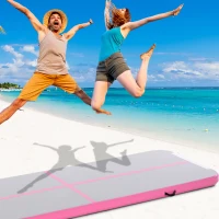 HOMCOM Opblaasbare trainingsmat, gymnastiek tumbling mat, PVC, grijs, 3 x 1 m(m-10)