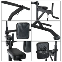 HOMCOM Power Tower Máquina de Musculación Multiestación 5 en 1 Ejercicios Dip Pull-up Flexiones y Abdominales 129x98x172-224cm Marco de Acero y Carga 120kg(m-8)