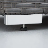 Outsunny 10PCs Garden Rattan Corner Dining Sofa Set 9-Seater Patio Furniture Set Glass Table Stools w/ Cushions & Pillow(m-12)