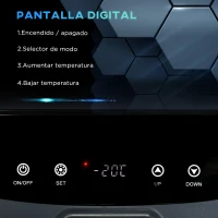 HOMCOM Nevera Portátil Compresor Mini Frigorífico 24L 12V/24V CC de 20℃ a -18℃ con Pantalla LED Táctil y Luz Eléctrica Refrigerador de Coche para Hogar Camping Viajes Automóvil 58x36,4x34,5 cm Gris(m-5)