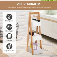 HOMCOM Badkamerstelling ladderrek 3 niveaus ladderkast badkamer opbergkast stelling wit(m-5)