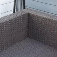 Outsunny 10PCs Garden Rattan Corner Dining Sofa Set 9-Seater Patio Furniture Set Glass Table Stools w/ Cushions & Pillow(m-10)