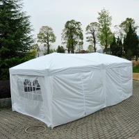 Outsunny 3x6 m Faltpavillon Pavillon Faltzelt Partyzelt Gartenzelt inkl. 4 Seitenteile Weiß(m-5)
