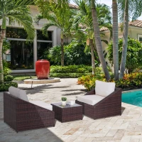 Outsunny set 3 piese mobilier de gradina din ratan PE, maro(m-2)