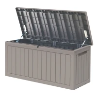 Outsunny Baúl de Almacenamiento Exterior 290L con Asas y Ruedas Incorporados Candado Arcón para Patio Jardín Piscina Carga Máx. 50 kg 124x52,5x56,5 cm Gris Claro(m-1)