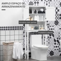 kleankin Armário sobre Sanita Armário Alto para Lavadora com 2 Portas Prateleira Interior Ajustável 71x20,5x165cm Branco(m-4)