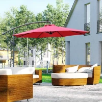 Outsunny Umbrela cu brat cu manivela si 8 benzi LED cu energie solara(m-4)