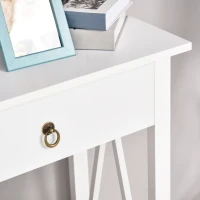 HOMCOM Mesa Auxiliar para la Entrada Con 2 Cajones y 1 Estante Inferior para Gran Espacio de Almacenaje para Muebles de Recibidor Tipo Consola Clásica Vintage 106x36x85cm Blanco(m-9)