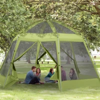 Outsunny Tenda da Campeggio per 6-8 Persone con Borsa, Funi e Picchetti, 493x493x240cm(m-10)
