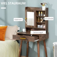 HOMCOM Schminktisch Frisiertisch modern Kosmetiktisch mit Spiegel Schublade Schlafzimmer Spanplatte Walnuss 60 x 45 x 134 cm(m-4)