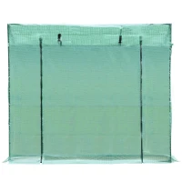 Outsunny Serra da Giardino Porta Avvolgibile a Cerniera in PE(Polietilene 140g/m²) , Serra da Balcone con Telaio in Acciaio Tubi Metallici Verniciati a Polvere 200x73x168cm(m-11)