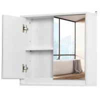 HOMCOM Spiegelschrank mit 2 Spiegeln 2 Regale Weiß(m-1)