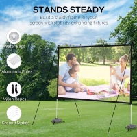HOMCOM 100 inch Projector Screen and Stand, Portable Front & Rear Projection Screen, 4K HD 16:9 Screen for Outdoor and Indoor, Home Theater, Presentation(m-7)