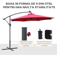 Outsunny Umbrela cu brat cu manivela si 8 benzi LED cu energie solara(m-7)