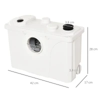 HOMCOM Bomba Trituradora de Águas Residuais para Casa de banho Bomba de evacuação de 600 W com 3 Entradas - 51x21x31 cm(m-3)