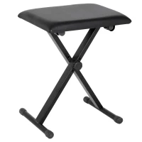 HOMCOM Stołek do fortepianu, taboret do pianina, stołek kosmetyczny z regulacją wysokości, składany, metal, sztuczna skóra, pianka, czarny, 39 x 29 x 45–51 cm(m-1)