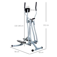 HOMCOM® crosstrainer ergometer elliptisch LCD-display elliptische hometrainer display, staal, zilver, 96 x 60 x 152 cm(m-3)