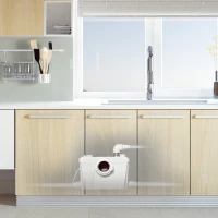 HOMCOM Bomba Trituradora Sanitário de Água Residual com 500 W e 4 Entradas para Casa de Banho Cozinha 40x17,5x28 cm Branco(m-7)