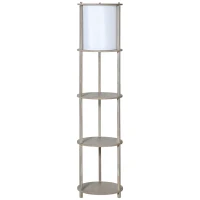 HOMCOM Lámpara de Pie de Madera Casquillo E27 Máx. 40W IP20 con 3 Estantes de Almacenaje Interruptor de Pie Lámpara de Suelo para Salón Dormitorio Oficina 35x35x154 cm Blanco(m-1)
