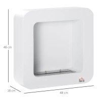 HOMCOM Ethanol-Kamin Bio-Ethanol-Brenner Feuerschale 1L 2,5 Std. Brenndauer 20m² Wandkamin mit Feuerlöschdeckel aus Edelstahl Metall Weiß 48 x 18 x 48 cm(m-3)