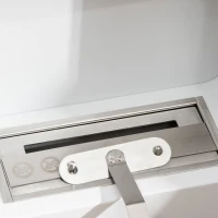 HOMCOM Ethanol-Kamin Bio-Ethanol-Brenner Feuerschale 1L 2,5 Std. Brenndauer 20m² Wandkamin mit Feuerlöschdeckel aus Edelstahl Metall Weiß 48 x 18 x 48 cm(m-5)