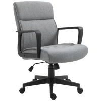 Vinsetto Silla de Oficina Giratoria 360° con Altura Ajustable Silla Escritorio Ergonómica con Reposabrazos Respaldo Acolchado y Tapizado en Lino 60x68x92-101,5 cm Gris(m-11)