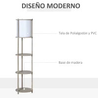 HOMCOM Lámpara de Pie de Madera Casquillo E27 Máx. 40W IP20 con 3 Estantes de Almacenaje Interruptor de Pie Lámpara de Suelo para Salón Dormitorio Oficina 35x35x154 cm Blanco(m-5)