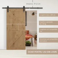 HOMCOM kit sina pentru usi glisante, 200x4x0.6 cm, negru(m-4)