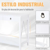 HOMCOM Mesa Auxiliar para la Entrada Con 2 Cajones y 1 Estante Inferior para Gran Espacio de Almacenaje para Muebles de Recibidor Tipo Consola Clásica Vintage 106x36x85cm Blanco(m-7)