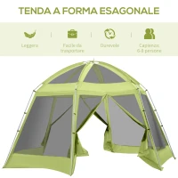 Outsunny Tenda da Campeggio per 6-8 Persone con Borsa, Funi e Picchetti, 493x493x240cm(m-7)