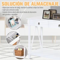 HOMCOM Mesa Auxiliar para la Entrada Con 2 Cajones y 1 Estante Inferior para Gran Espacio de Almacenaje para Muebles de Recibidor Tipo Consola Clásica Vintage 106x36x85cm Blanco(m-4)