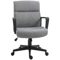 Vinsetto Silla de Oficina Giratoria 360° con Altura Ajustable Silla Escritorio Ergonómica con Reposabrazos Respaldo Acolchado y Tapizado en Lino 60x68x92-101,5 cm Gris(m-1)