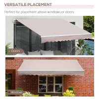 Outsunny Window Awning Canopy Garden Shelter w/ Hand Crank (3 x 2m, Coffee) Outdoor Door Wall Mounted Yard Patio Cover(m-5)