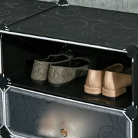 HOMCOM Modulair Schoenenrek Systeem voor 6 Paar Schoenen, 49x36,5x108 cm, Zwart+Wit(m-4)