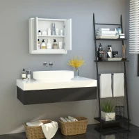 HOMCOM Spiegelschrank mit 2 Spiegeln 2 Regale Weiß(m-7)