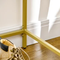 HOMCOM Industrial Console Table, Tempered Glass Top Sofa Table with Steel Frame Adjustable Feet for Living Room, Hallway, White(m-10)