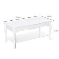 HOMCOM masa pentru cafea, din lemn, 94x44x42 cm, alba(m-3)
