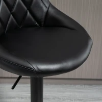 HOMCOM Set 2 Sgabelli da Bar Moderni e Girevoli con Altezza Regolabile, Schienale e Poggiapiedi, Seduta in Similpelle Imbottita per Cucina, Nero 46.5x48x84.5-106.5cm(m-7)