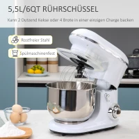 HOMCOM elektrische handmixer set 2 in 1 handmixer met 5,5L mengkom 1200 W(m-5)