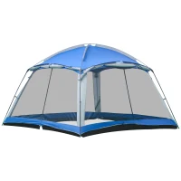 Outsunny Camping Tent 8 Persoons Tent Familie Tent 2 Ramen Glasvezel Blauw(m-11)