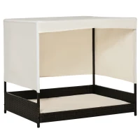 PawHut Rotan Hondenhok met Kussen Hondenbed Dak Hondenkennel Kussen Stalen Frame(m-1)