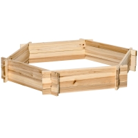 Outsunny verhoogd bed zeshoekige DIY plantenbak planter gemaakt van hout natuurlijk