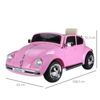 HOMCOM Kinderauto Volkswagen Beetle mit Dreipunkt-Gurt Licht Musik(m-3)