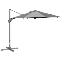 Outsunny parasol Ø300 cm, slingerparasol, vrijdragende parasol, hoek verstelbaar, grijs(m-11)