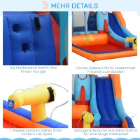 Outsunny Opblaasbaar Springkasteel met Blower voor 4 Kinderen Raketpatroon(m-7)